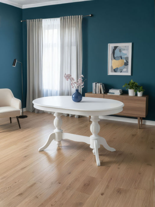 Montclair Çift Baba Ayaklı Masif Ahşap Oval Yemek Masası 90x140