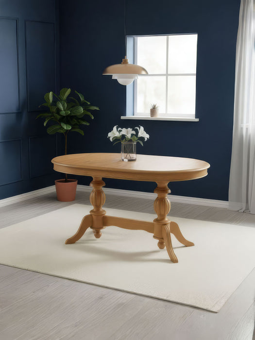 Montclair Çift Baba Ayaklı Masif Ahşap Oval Yemek Masası 90x140