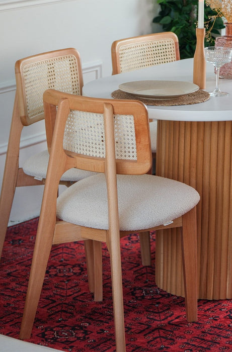 Niyegara İskandinav Natural Ahşap Masa Sandalye Takımı 90x130