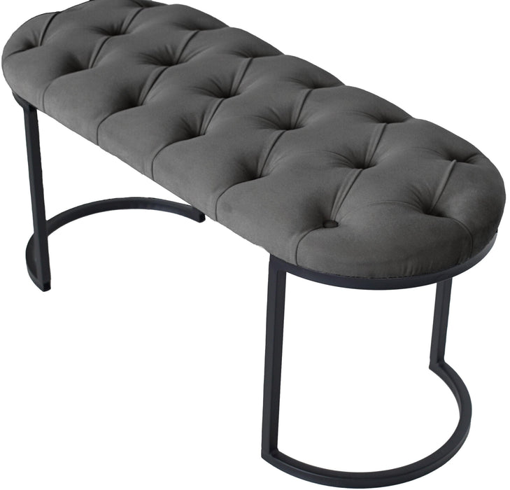 ELISSE BLACK PUF - Metal Ayaklı Kapitoneli Model Puf, Bench