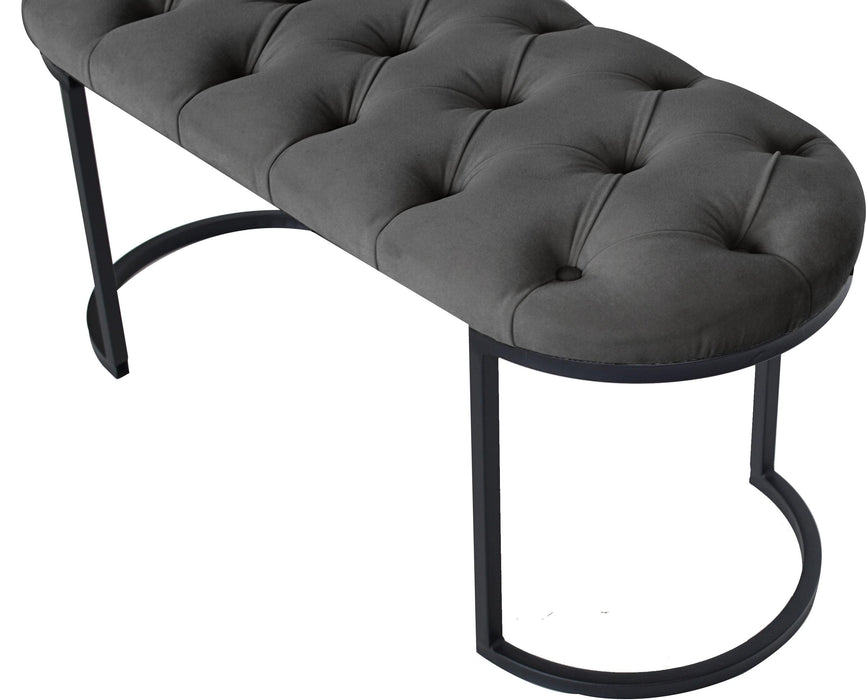 ELISSE BLACK PUF - Metal Ayaklı Kapitoneli Model Puf, Bench