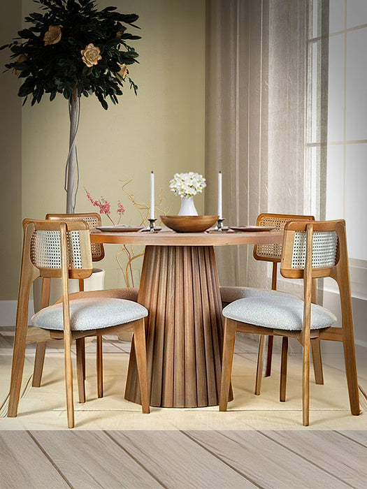 Ocean İskandinav Natural Ahşap Masa Sandalye Takımı 100x100