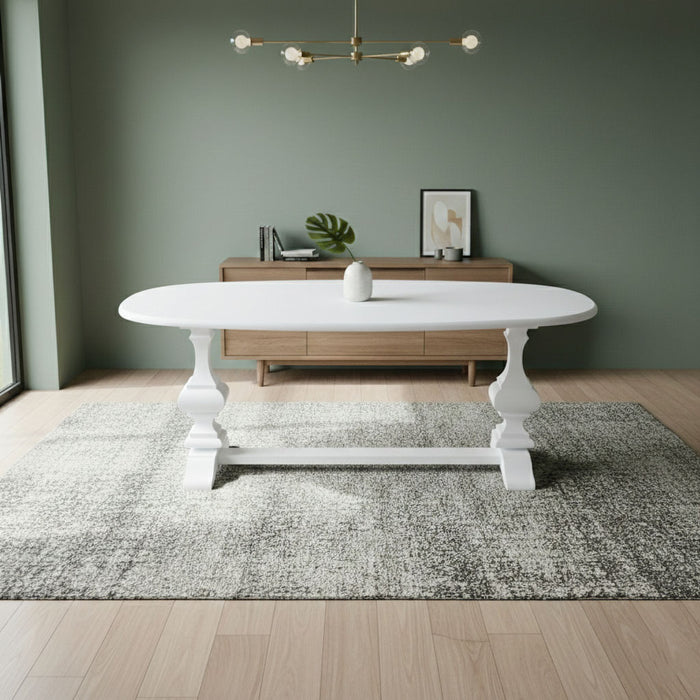 Orleans Fransız Still Oval Ahşap Yemek Masası 90x180