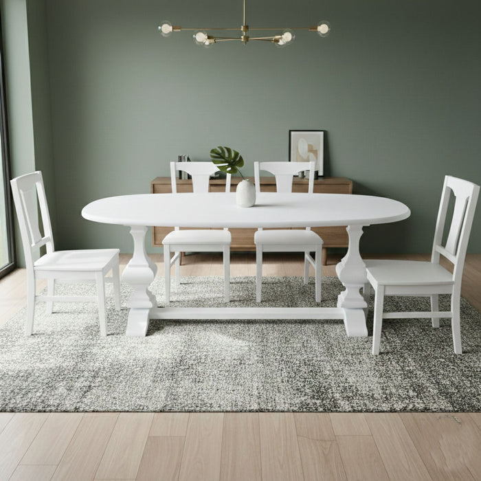 Orleans Fransız Still Oval Ahşap Yemek Masası 90x180
