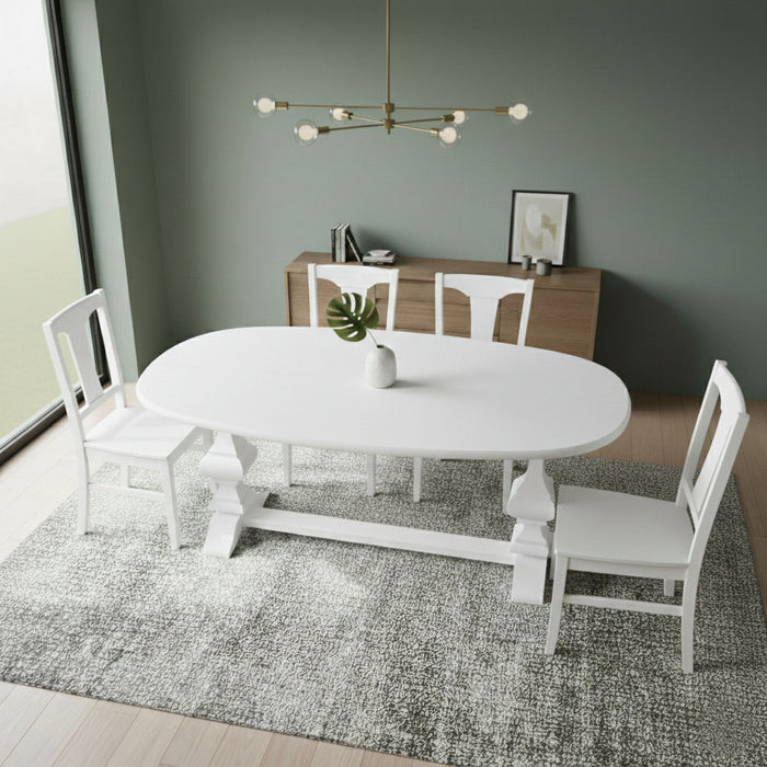 Orleans Fransız Still Oval Ahşap Yemek Masası 90x180