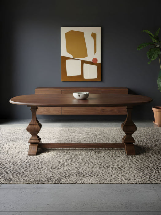Orleans Fransız Still Oval Ahşap Yemek Masası 90x180