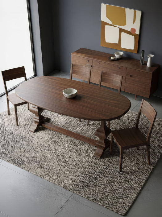 Orleans Fransız Still Oval Ahşap Yemek Masası 90x180