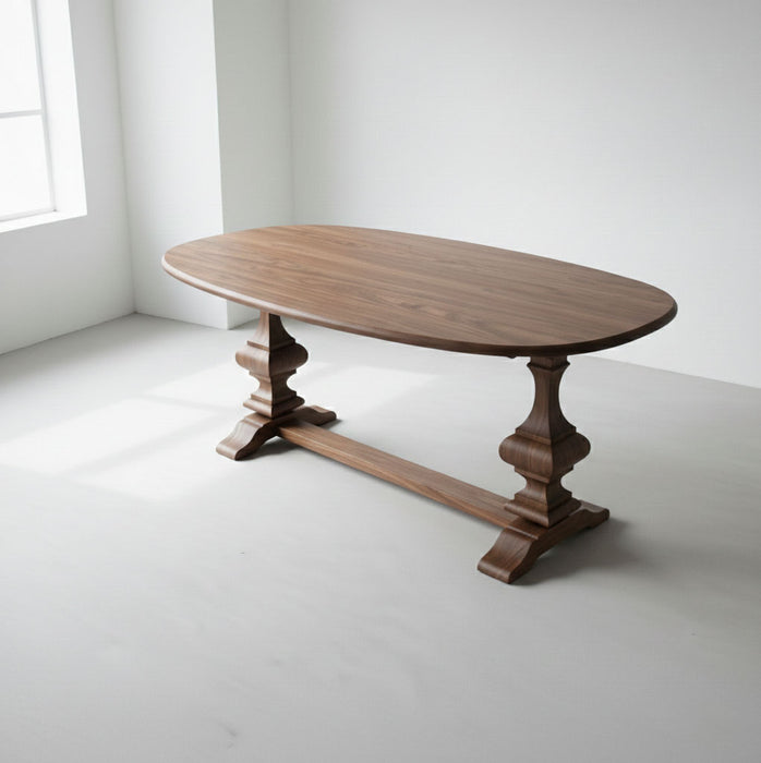 Orleans Fransız Still Oval Ahşap Yemek Masası 90x180