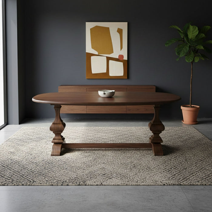 Orleans Fransız Still Oval Ahşap Yemek Masası 90x180