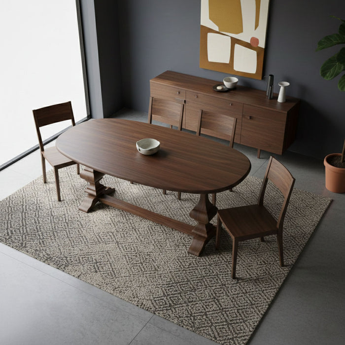 Orleans Fransız Still Oval Ahşap Yemek Masası 90x180