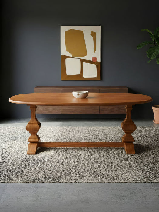 Orleans Fransız Still Oval Ahşap Yemek Masası 90x180