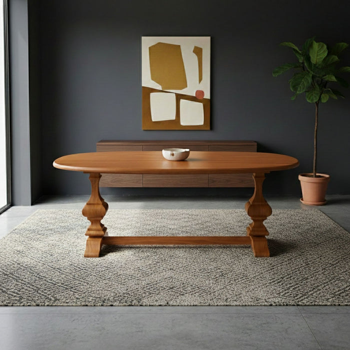 Orleans Fransız Still Oval Ahşap Yemek Masası 90x180