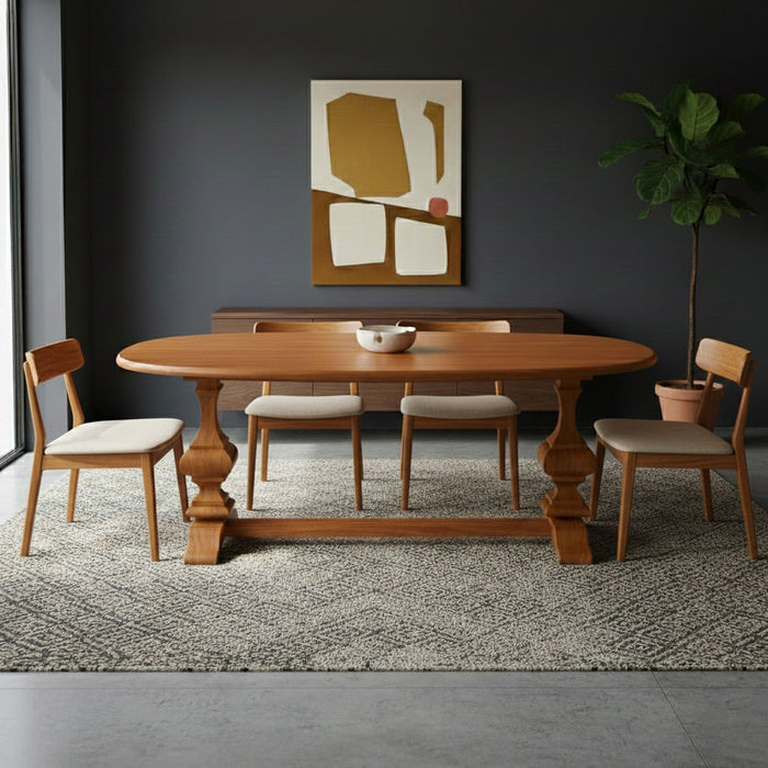 Orleans Fransız Still Oval Ahşap Yemek Masası 90x180