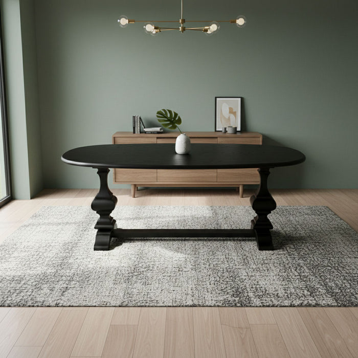 Orleans Fransız Still Oval Ahşap Yemek Masası 90x180