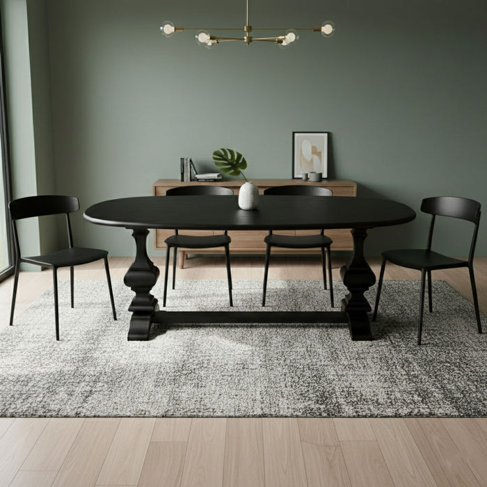 Orleans Fransız Still Oval Ahşap Yemek Masası 90x180