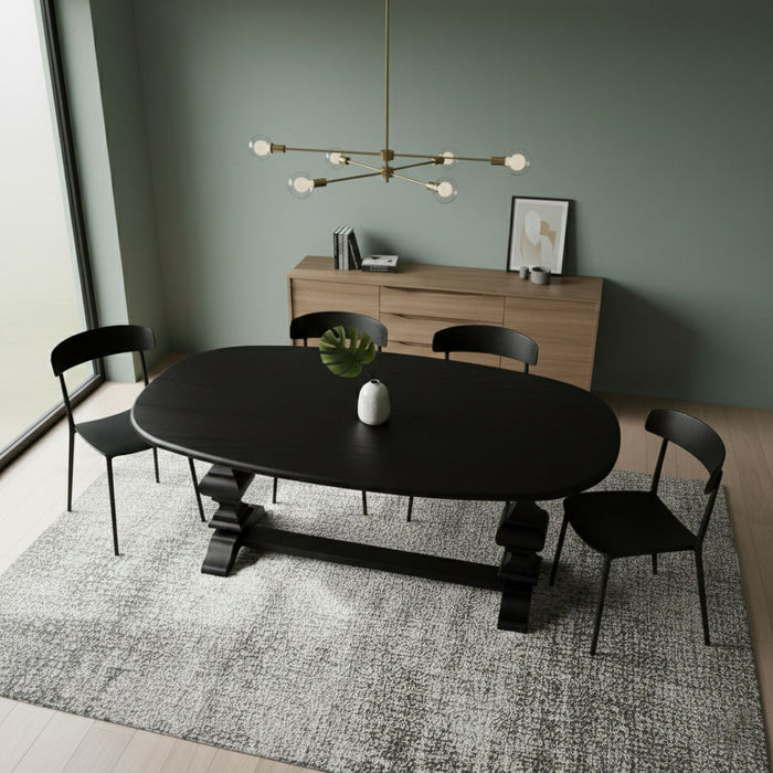 Orleans Fransız Still Oval Ahşap Yemek Masası 90x180