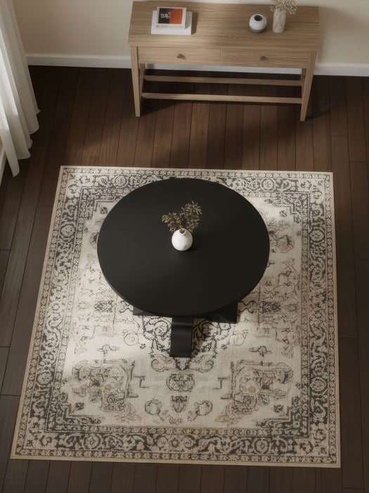 Orleans Fransız Still Yuvarlak Ahşap Yemek Masası 100x100