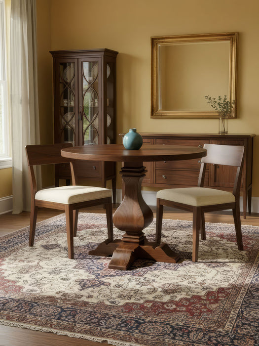 Orleans Fransız Still Yuvarlak Ahşap Yemek Masası 120x120