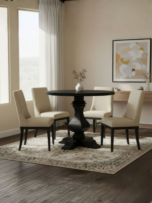 Orleans Fransız Still Yuvarlak Ahşap Yemek Masası 120x120