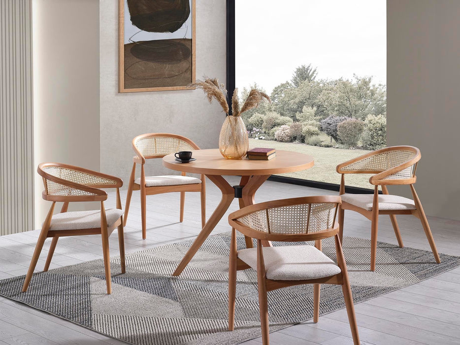 Oslo Natural Ahşap Masa Sandalye Takımı 100x100