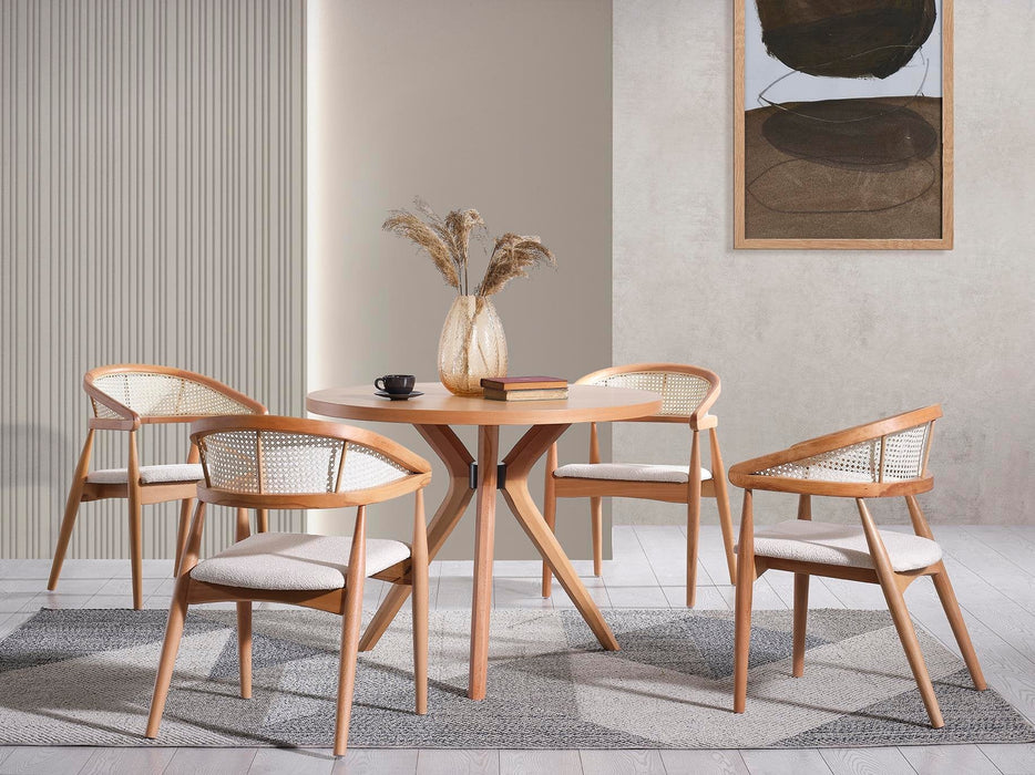 Oslo Natural Ahşap Masa Sandalye Takımı 100x100