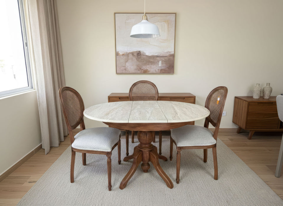 Paros Açılır Traverten Mutfak Masası 100x100