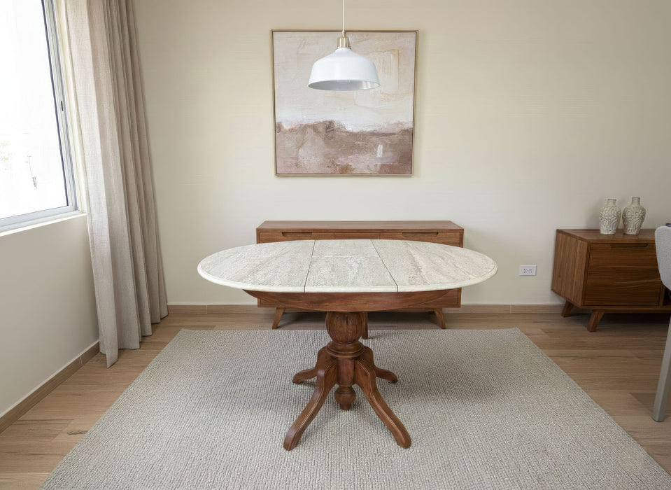 Paros Açılır Traverten Mutfak Masası 100x100
