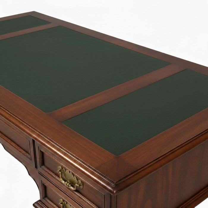 Realm Fransız Retro Deri Ahşap Çalışma Masası 75x140