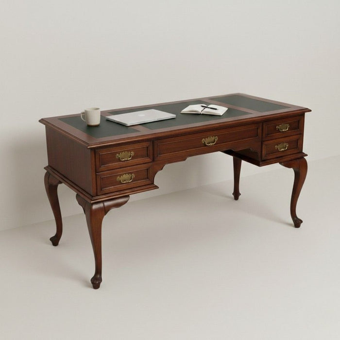 Realm Fransız Retro Deri Ahşap Çalışma Masası 75x140