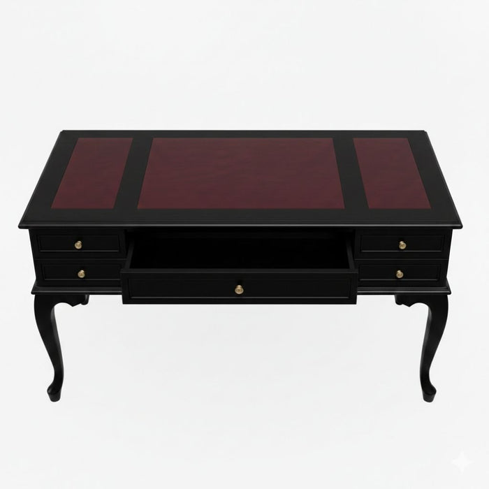 Realm Fransız Retro Deri Ahşap Çalışma Masası 75x140