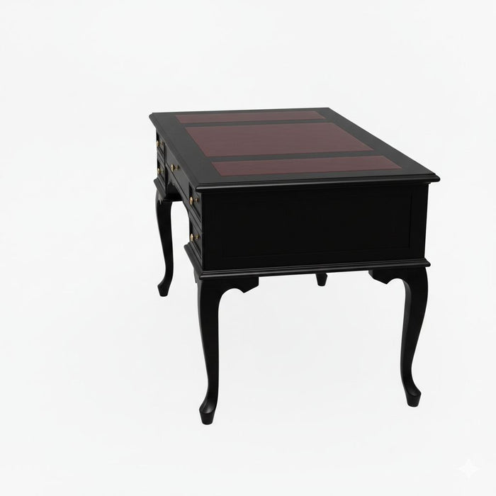 Realm Fransız Retro Deri Ahşap Çalışma Masası 75x140