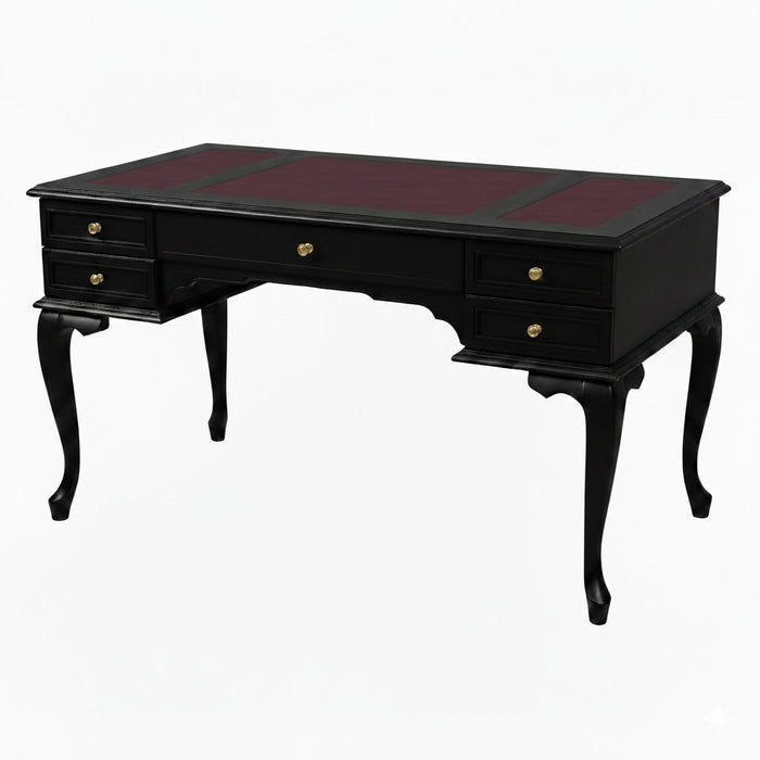 Realm Fransız Retro Deri Ahşap Çalışma Masası 75x140