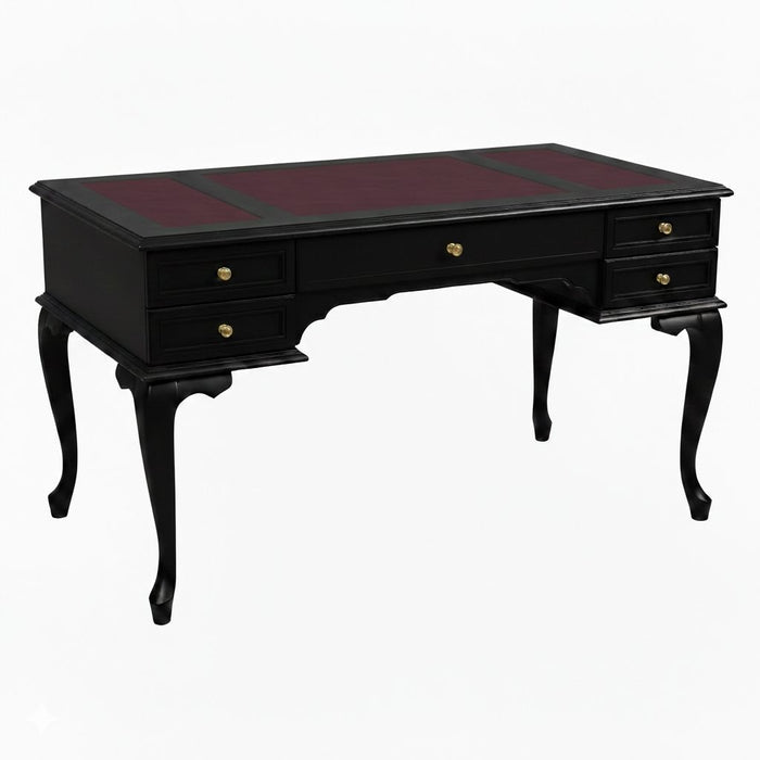 Realm Fransız Retro Deri Ahşap Çalışma Masası 75x140