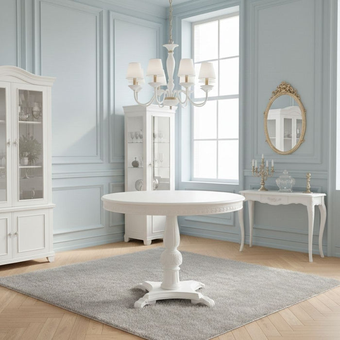 Royal Eagle İngiliz Still Yuvarlak Ahşap Oymalı Yemek Masası