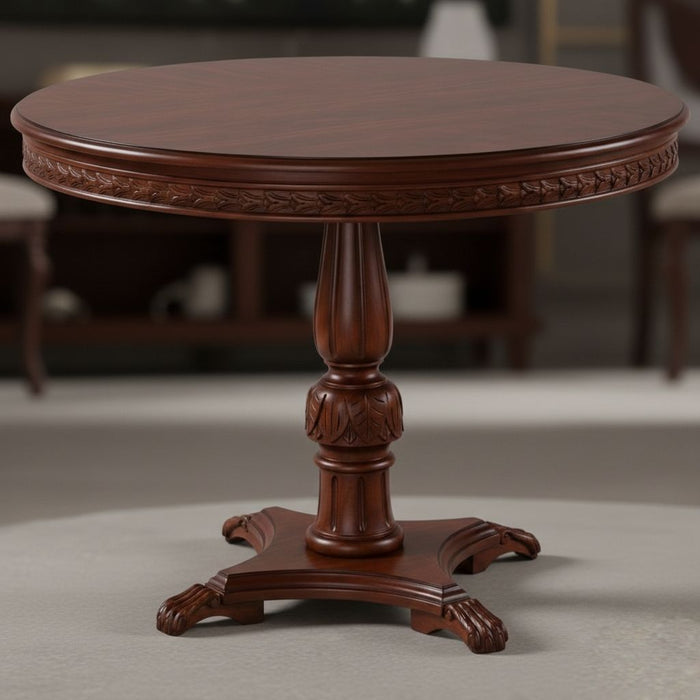 Royal Eagle İngiliz Still Yuvarlak Ahşap Oymalı Yemek Masası