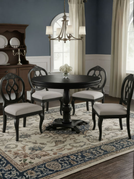 Royal Eagle İngiliz Still Yuvarlak Ahşap Oymalı Yemek Masası