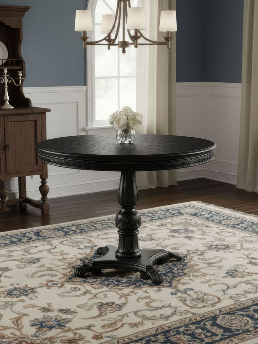 Royal Eagle İngiliz Still Yuvarlak Ahşap Oymalı Yemek Masası