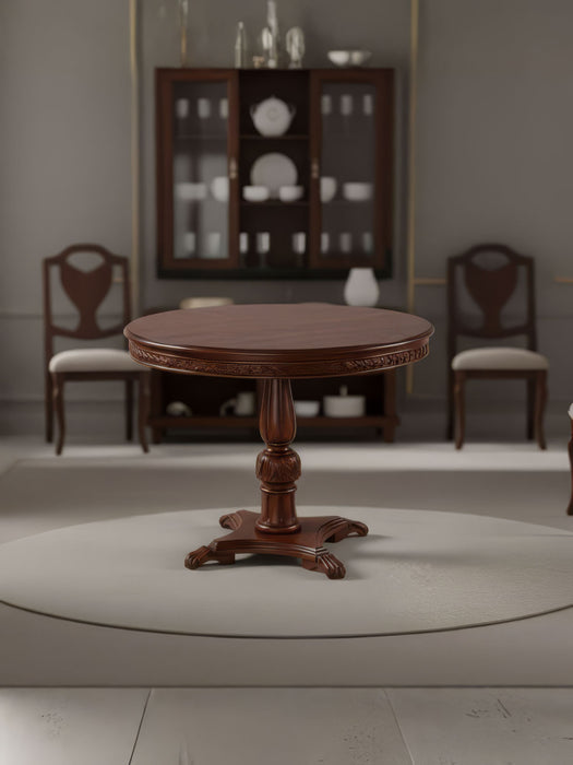 Royal Eagle İngiliz Still Yuvarlak Ahşap Oymalı Yemek Masası