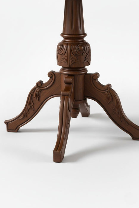 Royal King İngiliz Still Yuvarlak Ahşap Oymalı Yemek Masası