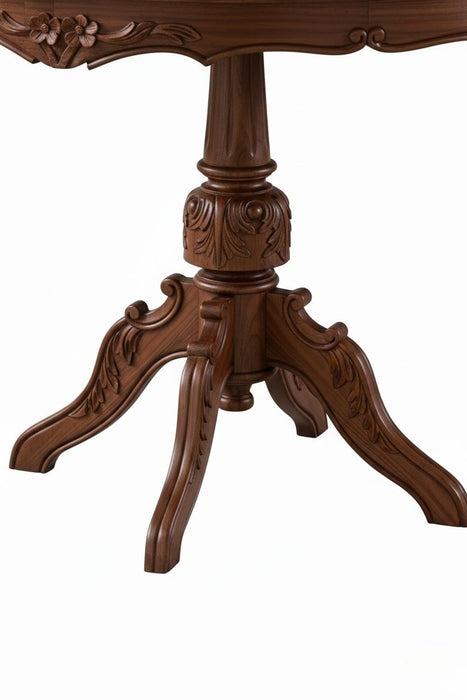 Royal King İngiliz Still Yuvarlak Ahşap Oymalı Yemek Masası