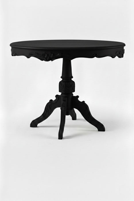 Royal King İngiliz Still Yuvarlak Ahşap Oymalı Yemek Masası