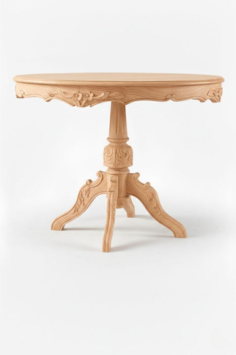 Royal King İngiliz Still Yuvarlak Ahşap Oymalı Yemek Masası