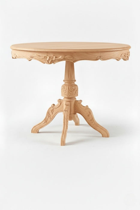 Royal King İngiliz Still Yuvarlak Ahşap Oymalı Yemek Masası