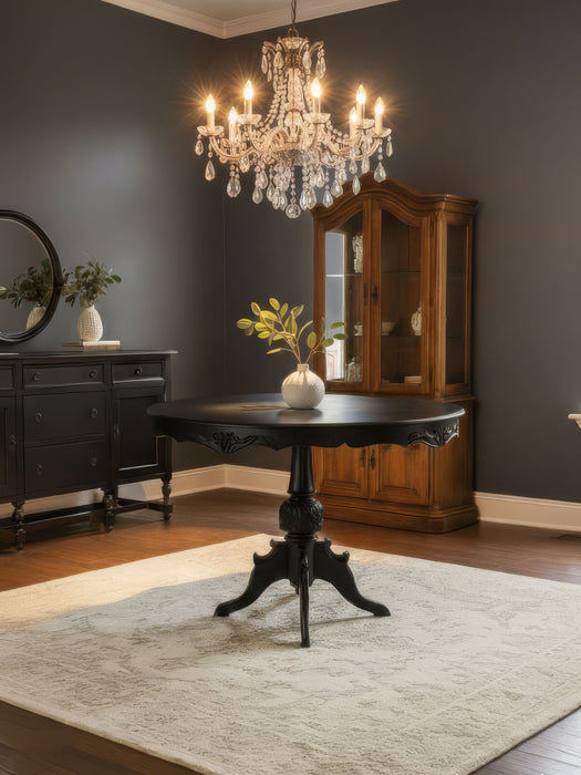 Royal King İngiliz Still Yuvarlak Ahşap Oymalı Yemek Masası