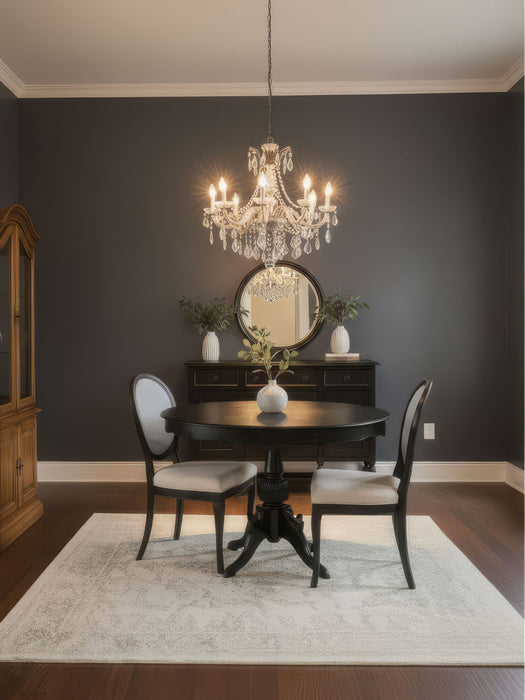 Royal King İngiliz Still Yuvarlak Ahşap Oymalı Yemek Masası