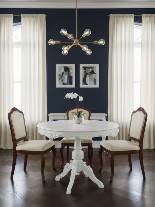 Royal King İngiliz Still Yuvarlak Ahşap Oymalı Yemek Masası