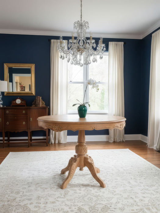 Royal King İngiliz Still Yuvarlak Ahşap Oymalı Yemek Masası