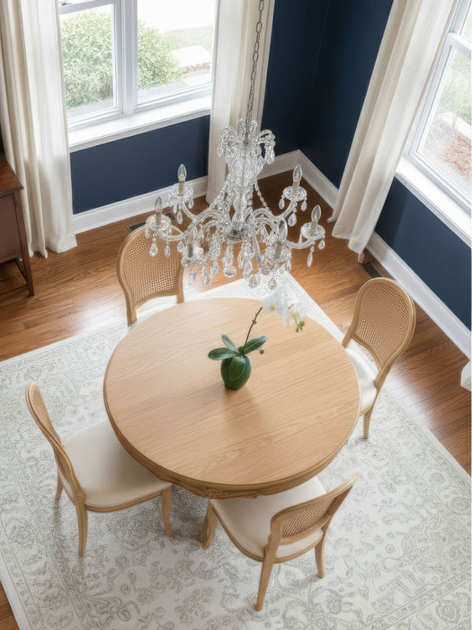 Royal King İngiliz Still Yuvarlak Ahşap Oymalı Yemek Masası