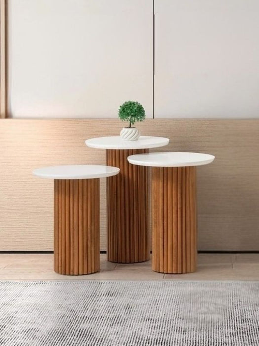 Savana Bohem 3'lü Ahşap Zigon Sehpa