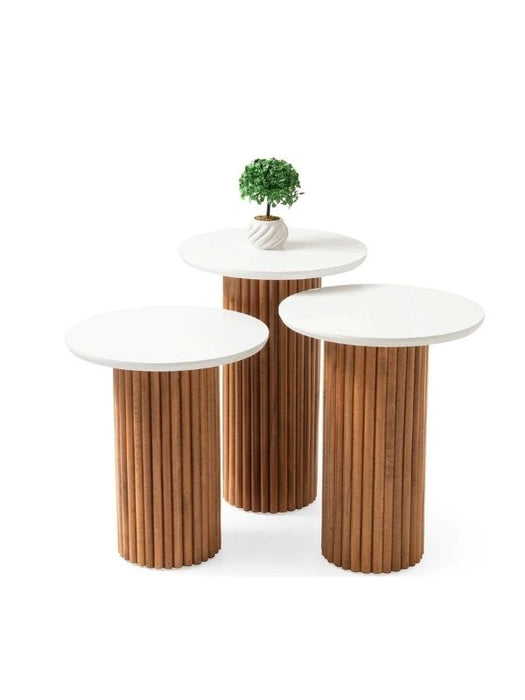 Savana Bohem 3'lü Ahşap Zigon Sehpa